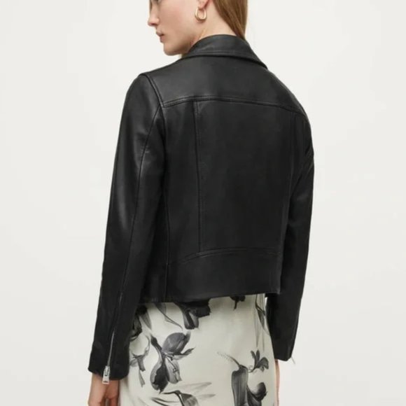 NEW AllSaints Dalby Leather Biker Jacket in Black - Size US 2 #979 - Picture 6 of 14
